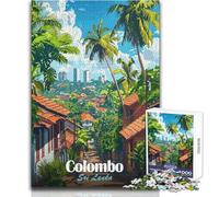 1000 Piece Jigsaw Puzzles for Teenagers Colombo, Sri Lanka Travel Poster Beautiful Design Game Difficult Challenge Gift For Birthdays Size 38x52cm
