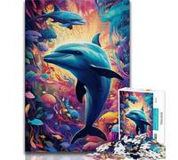 1000 Piece Jigsaw Puzzles for Teenagers Color Dolphins Teenager Jigsaw,Challenging Game for Is Ideal As A Gift for The Whole Family (size 75x50cm)