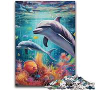 1000 Piece Jigsaw Puzzles for Teenagers Colorful Art Dolphin Adult Puzzles,Challenging Game Gifts for Is Ideal As A Gift for The Whole Family (26x38cm)