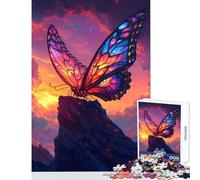 1000 Piece Jigsaw Puzzles for Teenagers Colorful Butterfly on A Mountain Peak Educational Toy Great Gift Brain Teaser Game Artists Collection, Fine Art Size 38x52cm