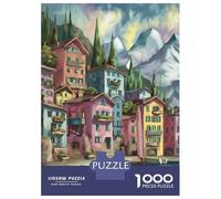 1000 Piece Jigsaw Puzzles for Teenagers Colorful Coastal Village Scene Adult Jigsaw Fun Games Perfect Decoration for Birthday, Chrismas 52x38cm/1000pcs