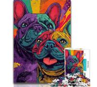 1000 Piece Jigsaw Puzzles for Teenagers Colorful French Bulldog,Educational Games Home Decoration Birthday Present,Gifts,Wall Art (38x26cm)