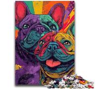 1000 Piece Jigsaw Puzzles for Teenagers Colorful French Bulldog Puzzles for Teenagers,Quiz Game Wall Decoration Unique Birthday And Xmas Gifts (38x26cm)