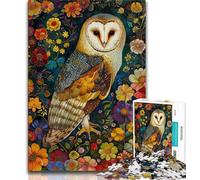 1000 Piece Jigsaw Puzzles for Teenagers Colorful Owl with Flowers Teenager Jigsaw,Educational Games Home Decoration Suitable for Desktop Decoration (size 38x26cm)