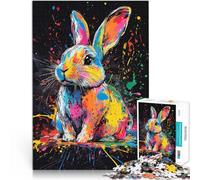 1000 Piece Jigsaw Puzzles for teenagers Colorful Rabbit Splash Art Spielspielzeug einzigartiges Herausforderungsspiel52x38cm
