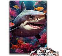 1000 Piece Jigsaw Puzzles for Teenagers Colorful Shark 1000 Piece Puzzle,Challenging Family Activity Games DIY Toy for Home Wall Decor Gifts (26x38cm)