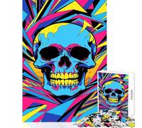 1000 Piece Jigsaw Puzzles for Teenagers Colorful Skull with Abstract Background 1000 Piece Jigsaw Family Games Gifts Birthday Learning Educational (38x52cm)