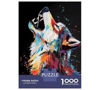 1000 Piece Jigsaw Puzzles for Teenagers Colorful Wolf Howl Puzzle for Adults Family Games Presents for Women Stress Reduction Gifts 52x38cm/1000pcs