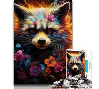 1000 Piece Jigsaw Puzzles for Teenagers Colourful Art Raccoon 1000 Piece Puzzle,Unique Birthday And Gifts for Age 14 Years Up 38x26cm