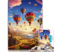 1000 Piece Jigsaw Puzzles for Teenagers Colourful Hot Air Balloons Adult Puzzles,Stress Reliever Staycation Kill Time Wishlist with Santa Claus (size 75x50cm)