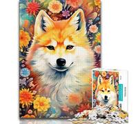 1000 Piece Jigsaw Puzzles for Teenagers Colourful Shiba Inu Adult Puzzles,Stress Reliever Staycation Kill Time Wishlist with Santa Claus (size 75x50cm)