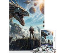 1000 Piece Jigsaw Puzzles for Teenagers Cosmic Dinosaur Encounters Educational Game Staycation Kill Time Home Decoration Toys Challenging Game Gifts (50X75cm)
