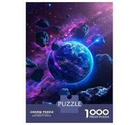 1000 Piece Jigsaw Puzzles for Teenagers Cosmic Earth with Asteroids Puzzle for Adults Brain Teaser Game Birthday Present Help The Brain Exercise 70x50cm/1000pcs