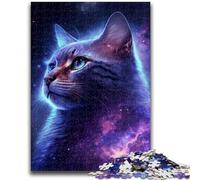 1000 Piece Jigsaw Puzzles for Teenagers Cosmic Nebula Cat Adult Puzzles,Stress Reliever Staycation Kill Time Enhance Love between Couples (38x26cm)