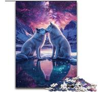 1000 Piece Jigsaw Puzzles for Teenagers Cosmic White Wolf, Challenging Game And Family Play with Fully Interlocking Randomly Shaped Pieces (Size 50x75cm)