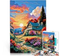 1000 Piece Jigsaw Puzzles for teenagers countryside with flowers at sunset Intellectual Game 38x52cm Great gifts and toys for Age 14 Years Up