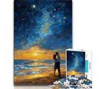 1000 Piece Jigsaw Puzzles for Teenagers Couple Under The Night Sky Puzzles for Adults,Fun Present & Activity for Home,Toy for Rainy Days 38x26cm