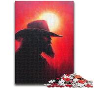 1000 Piece Jigsaw Puzzles for Teenagers Cowboy Oil Painting 1000 Piece Puzzle,Educational Family Game Suitable for Desktop Decoration (75x50cm)