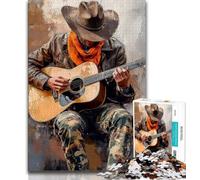 1000 Piece Jigsaw Puzzles for Teenagers Cowboy Playing Guitar,Challenging Game Toys for Is Ideal As A Gift for The Whole Family 38x26cm