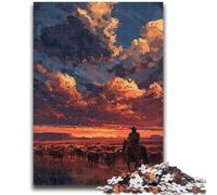1000 Piece Jigsaw Puzzles for Teenagers Cowboys on The Prairie 1000 Pieces for Adults,Classic Educational Games Beautiful Decoration (75x50cm)