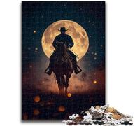 1000 Piece Jigsaw Puzzles for Teenagers Cowboys Under The Moon Help The Brain Exercise Addictive Toys to Cultivate Patience Perfect Decoration 50x75cm