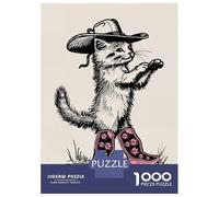 1000 Piece Jigsaw Puzzles for Teenagers Cowgirl Boot Kitten Cat Puzzle for Adults Family Games Presents for Women Stress Reduction Gifts 38x26cm/1000pcs