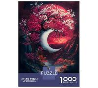 1000 Piece Jigsaw Puzzles for Teenagers Crescent Moon And Cherry Blossoms Puzzle for Adults Relax Games Perfect Decoration Deal As Gifts for The Whole Family 38x26cm/1000pcs