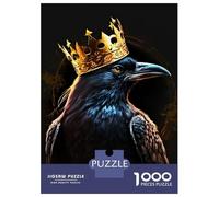 1000 Piece Jigsaw Puzzles for Teenagers Crow Wearing A Crown Adult Puzzles Relaxing Games Enhance Memory Help The Brain Exercise 52x38cm/1000pcs