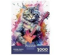 1000 Piece Jigsaw Puzzles for Teenagers Cute Cat Guitars Play Jigsaw for Adults DIY Toys Pattern Assembly Help The Brain Exercise 52x38cm/1000pcs