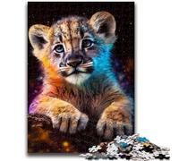 1000 Piece Jigsaw Puzzles for Teenagers Cute Cosmic Lion Cub Learning Educational Toys Fun at Home Activities, Birthday Present,Travel Gifts 26x38cm