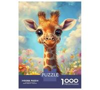 1000 Piece Jigsaw Puzzles for Teenagers Cute Giraffe in Flowers Puzzle for Adults Relax Games Perfect Decoration Deal As Gifts for The Whole Family 52x38cm/1000pcs