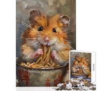 1000 Piece Jigsaw Puzzles for Teenagers Cute Hamster Spaghetti Eat Practical Game Birthday Present Home Decoration Toys Train Your Brain And Hands (38X52cm)