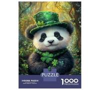 1000 Piece Jigsaw Puzzles for Teenagers Cute Panda in Green Hat Teenager Puzzles Brain Teaser Game But Fun And Humorous Unique Birthday And Gifts 52x38cm/1000pcs