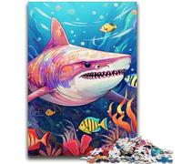 1000 Piece Jigsaw Puzzles for Teenagers Cute Shark 1000 Piece Puzzle,Challenging Family Activity Games DIY Toy for Home Wall Decor Gifts (50x75cm)
