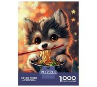 1000 Piece Jigsaw Puzzles for Teenagers Cute Wolf Eating Noodles-4 Puzzle for Adults Relax Games Perfect Decoration Deal As Gifts for The Whole Family 38x26cm/1000pcs