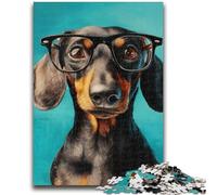 1000 Piece Jigsaw Puzzles for Teenagers Dachshund Wearing Glasses Teenager Jigsaw,Birthday Present, Gifts, Wall Art for Age 14 Years Up (75x50cm)