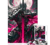 1000 Piece Jigsaw Puzzles for Teenagers Dark Knight with Pink Sword Educational Toy Great Gift Brain Teaser Game Artists Collection, Fine Art Size 38x52cm