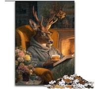 1000 Piece Jigsaw Puzzles for Teenagers Deer Reading Vibrant And Unique Design Relaxing & Challenging Puzzle Experience 50x75cm