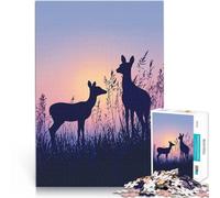 1000 Piece Jigsaw Puzzles for teenagers Deer Silhouettes at Sunset Entspannungsspiele Eltern-Kind-Interaktion38x26cm