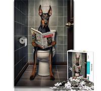 1000 Piece Jigsaw Puzzles for Teenagers Doberman on The Toilet Teenager Puzzles,Toys Educational Games Stress Relieving Unique Birthday And Gifts (size 75x50cm)