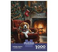 1000 Piece Jigsaw Puzzles for Teenagers Dog in Christmas Sweater Beagle Waiting for Santa Jigsaw for Adults Relax Games Hand Speed Race Deal As Gifts for The Whole Family 52x38cm/1000pcs