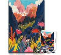 1000 Piece Jigsaw Puzzles for Teenagers Dolomites Mountain Valley Flowers Italy Beautiful Design Game Difficult Challenge Gift For Birthdays Size 38x52cm