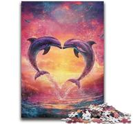 1000 Piece Jigsaw Puzzles for Teenagers Dolphin Couple Jigsaw,for Educational Game Challenge Toy Birthday Present, Gifts, Wall Art (75x50cm)