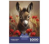 1000 Piece Jigsaw Puzzles for Teenagers Donkey in Poppies -4 Jigsaw for Adults Relax Games Hand Speed Race Deal As Gifts for The Whole Family 38x26cm/1000pcs