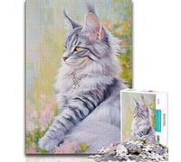 1000 Piece Jigsaw Puzzles for Teenagers Dreamy Maine Coon Teenager Jigsaw,Family Activity Fun at Home Activities, Birthday Present,Travel Gifts 75x50cm