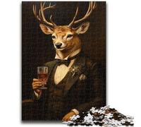 1000 Piece Jigsaw Puzzles for Teenagers Drinking Red Hotel Deer 1000 Pieces for Adults,Classic Educational Games Beautiful Decoration (26x38cm)