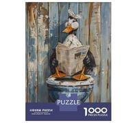 1000 Piece Jigsaw Puzzles for Teenagers Duck Reading Newspaper on Toilet Puzzle for Adults Brain Teaser Game Birthday Present Help The Brain Exercise 38x26cm/1000pcs