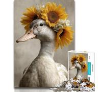 1000 Piece Jigsaw Puzzles for Teenagers Duck Sunflower Adult Puzzles,Stress Reliever Staycation Kill Time Enhance Love between Couples 26x38cm