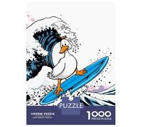 1000 Piece Jigsaw Puzzles for Teenagers Duck Surfing Giant Wave Teenager Puzzles Relaxing Games Hand Speed Race Help The Brain Exercise 70x50cm/1000pcs