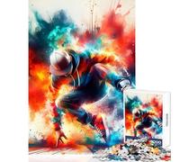 1000 Piece Jigsaw Puzzles for Teenagers Dynamic Breakdancer with Colorful Splash Effect Anti-Stress Toys Gift For Birthdays Educational Game Help The Brain Exercise (Size 50x75cm)